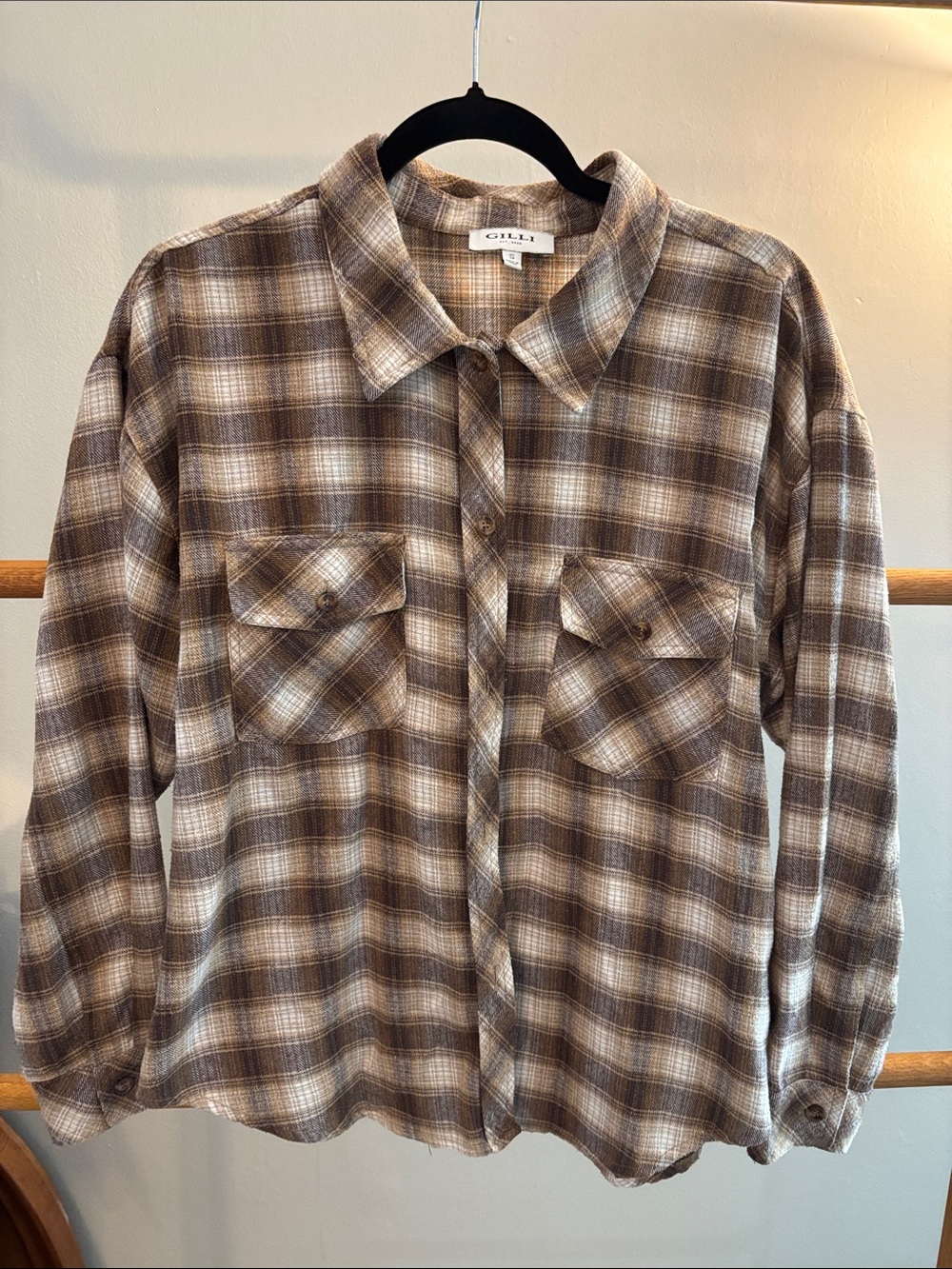 Gilly Brown Plaid Flannel Shirt - Women’s Casual Button-Up